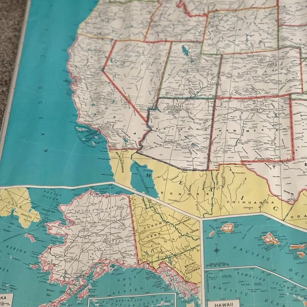 Vintage Hammond Classic United States USA Wall Map Classroom/School/Office